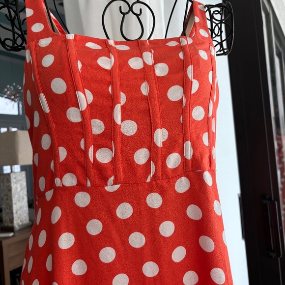 NWT AFRM Orange Polka Dot Dress Sz L - Picture 3 of 8
